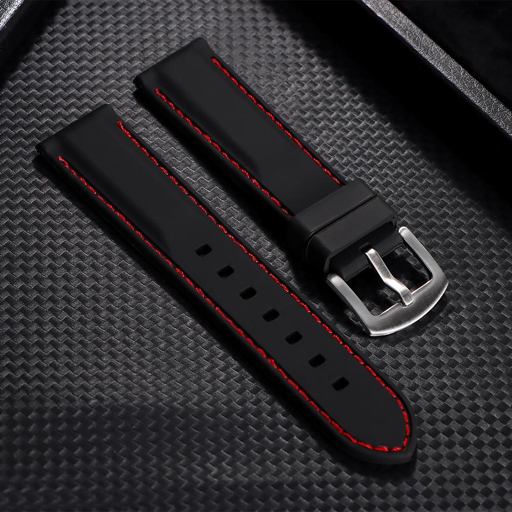 18mm 20mm 22mm 24mm 26mm Uhrenarmband Sport Vintage Silikon Uhrenarmband Edelstahlschließe Uhrenzubehör für Seiko