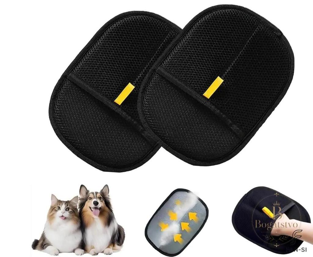 2 Pack Small Pet Grooming Gloves with Static Hair Removal - Black Lint Remover for Cats and Dogs