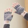 Knitted Gloves for Men and Women, Winter Touch Screen Warm Riding Gloves with Velvet Yarn, Autumn and Winter Thickened, Cold and Windproof