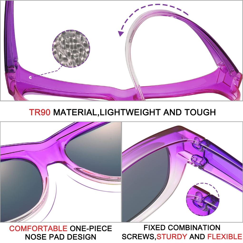 SHEEN KELLY Oversized Polarized Fitted Sunglasses for Men and Women TR90 Mirrored Overglasses Cat Eye Driver Goggles