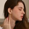 MamacitaSlay Minimalist Round Zircon Two Chain Tassel Earrings Daily Waterproof Titanium Stainless Steel Jewelry Woman