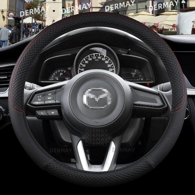 

Для Mazda CX-3 CX3 2014 ~ 2023 Автомобильный чехол на руль, 9 цветов, искусственная кожа, нескользящая решетка, дизайн, автоаксессуары