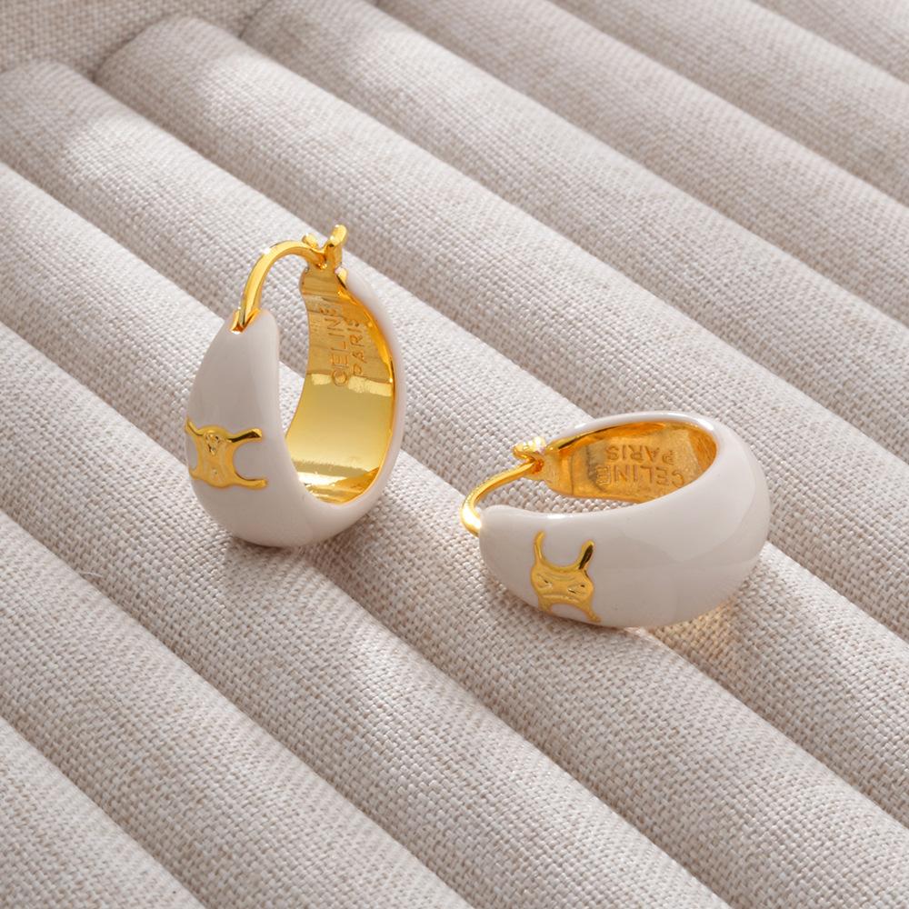 Orecchini pendenti in olio nero con arco di trionfo francese, fibbia per orecchini, placcati in rame, oro 22 carati, luce, lusso, temperamento premium, gioielli versatili per le orecchie