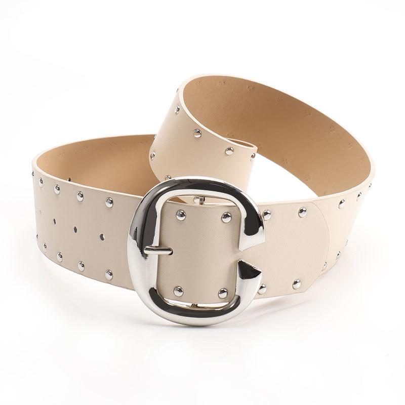 C-button punk style women's belt, American Spice Girl rivets with skirt pants waist seal heavy industry belt women