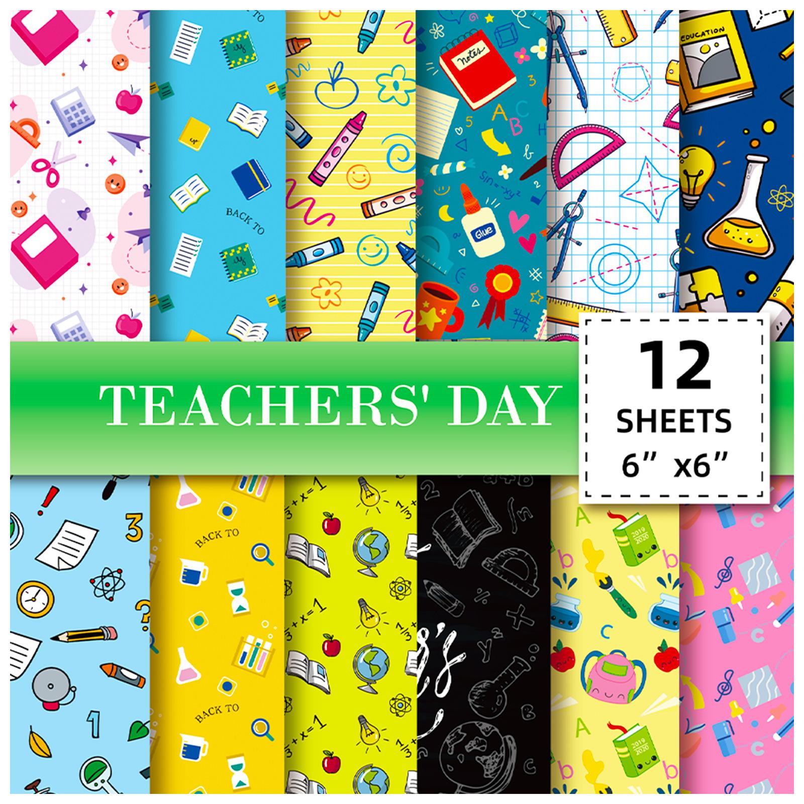 

12 Sheets Per Pack Teachers Day Gift Outsourcing Decorative Paper Hand Account Personalized Diy Backing Material Paper 15*15CM