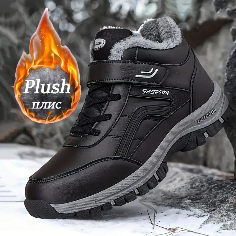 Shoes Men's Cotton Shoes Cotton Boots Large Size Polyurethane Men's Boots Thickened Snow Boots Velcro Warm Short Boots