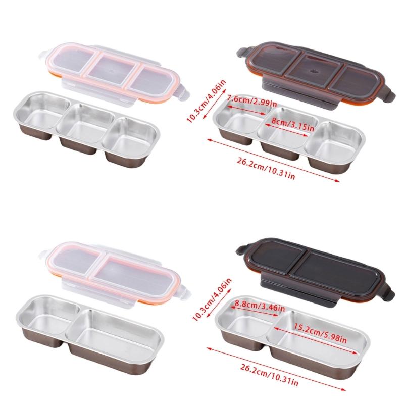 Stainless Lunchbox Box Multisection Compartments With Lid Snacks Container For Adults Kids Outdoor Use