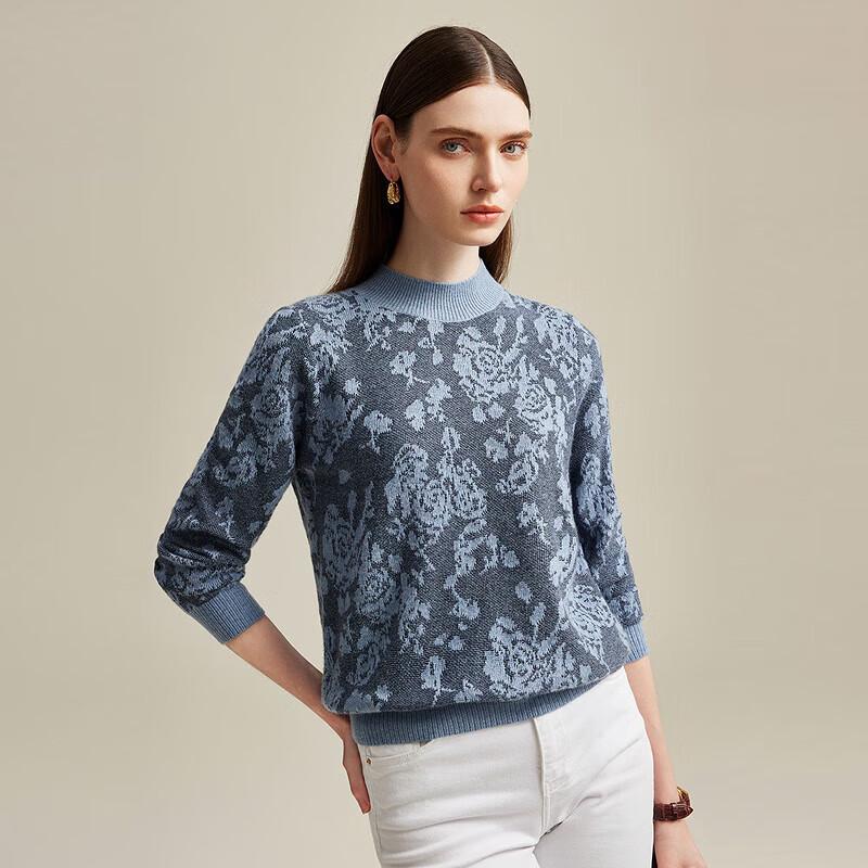 Zhaojun Women's Jacquard Cashmere Mock Neck Pullover