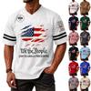 Men's V Neck Short Sleeve Sports T Shirt with 250 Years of Print Casual Jersey Style Top for Independence Day