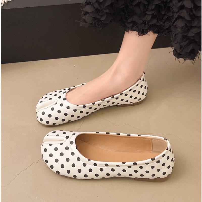 New Korean Style Women's Split-Toe Loafers Shallow Cut Ballet Flat Slip-Ons with Comfortable Mary Jane Spring/Autumn Tabis Shoes