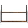 Wall Shelf with 2 Shelves Smoked Oak Finish 80 X 21 X 51 Cm Wood Based Material