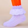 Kids Girls Fashion Solid Color Lace Trim Breathable Mesh Short Cotton Socks