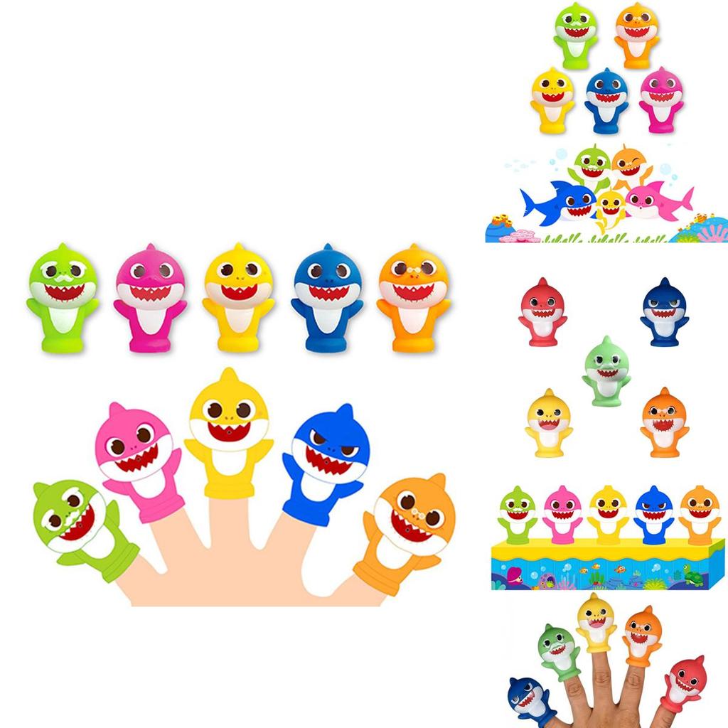 Cute Shark Finger Family Toy For Kids Plastic Material, Bag Packaging