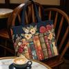 Gesteppte Tragetasche Retro-Print Stoff Pendler-Tote Vintage Leicht Faltbare Handtasche für Damen Tägliche Nutzung Reise Einkaufen