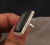 Solid 925 Sterling Silver Black Onyx Rectangle Gemstone Ring Large Ring Unisex Gift Designer Ring