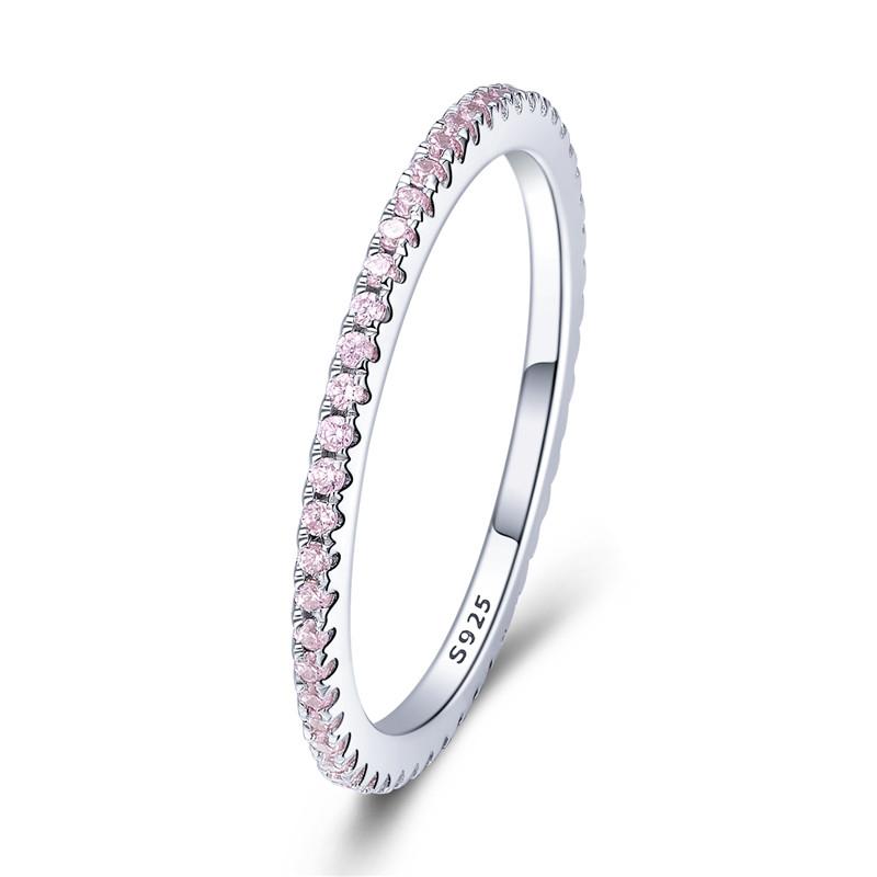 925 Sterling Silver Full Paved Simulated Diamond Stackable Rings, Women Gold Plated Engagement Eternity Bands Colored CZ