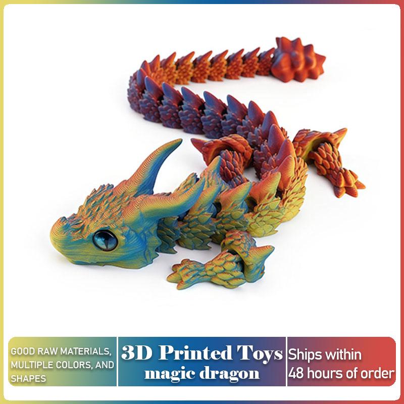 

Cool 3D Printed Magic Dragon Model Movable Joints Desktop Decoration Creative Crafts Ornament for Home Office Halloween Gift