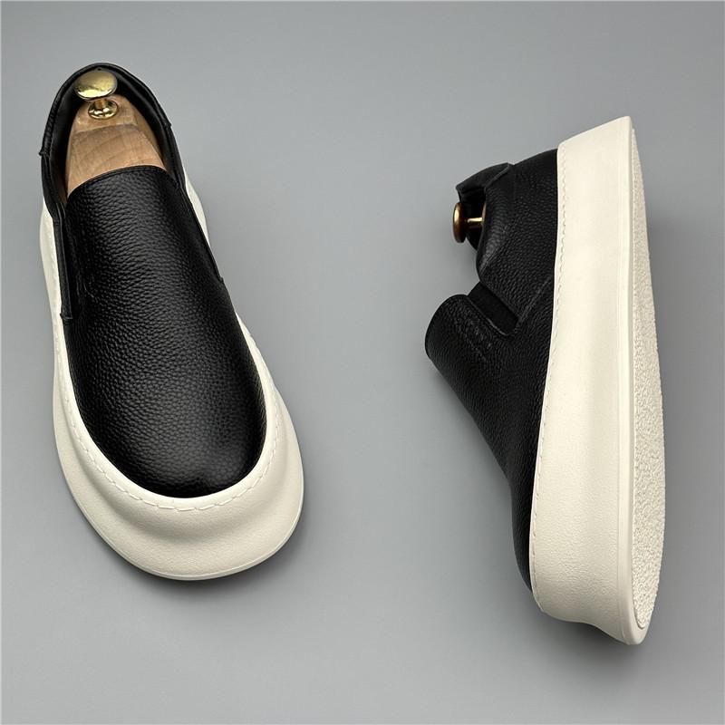 Fashion Fashion Designer New Men's White Black Lace Up Platform Height Increasing Causal Shoes Flats Moccasins Sports Walking Sneakers