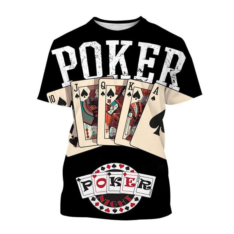 Retro 3D Tisk Kostky Poker Tričko Pro Muže Kreativní Cool Letní Krátkorukávová Trička Osobnost Streetwear Tričko Topy Oblečení