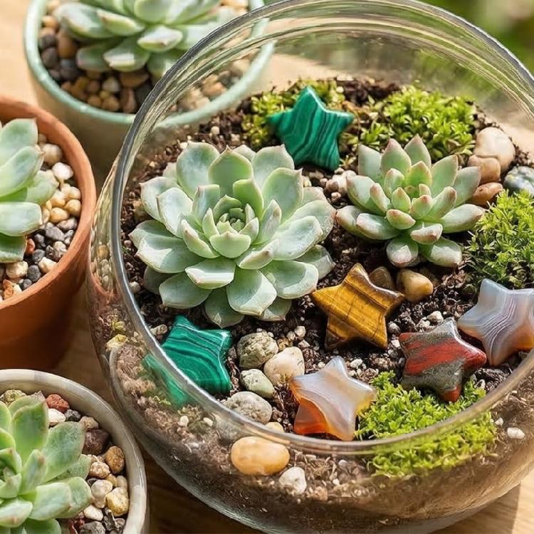 20Pcs Colorful Miniature Star Ornament 20x20mm Tiny Stone Star Decoration For Tabletop Bookshelf Festival Decoration