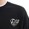 FILA Logo Heart Print Round Neck Loose Long Sleeve Sweatshirt Men sweatshirt Black F11U439202F-BK