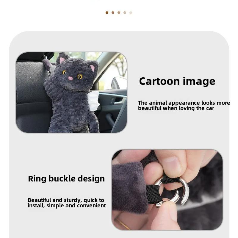Cat car Tissue box Cartoon cute plush cat car hanging tissue box women's car interior decoration