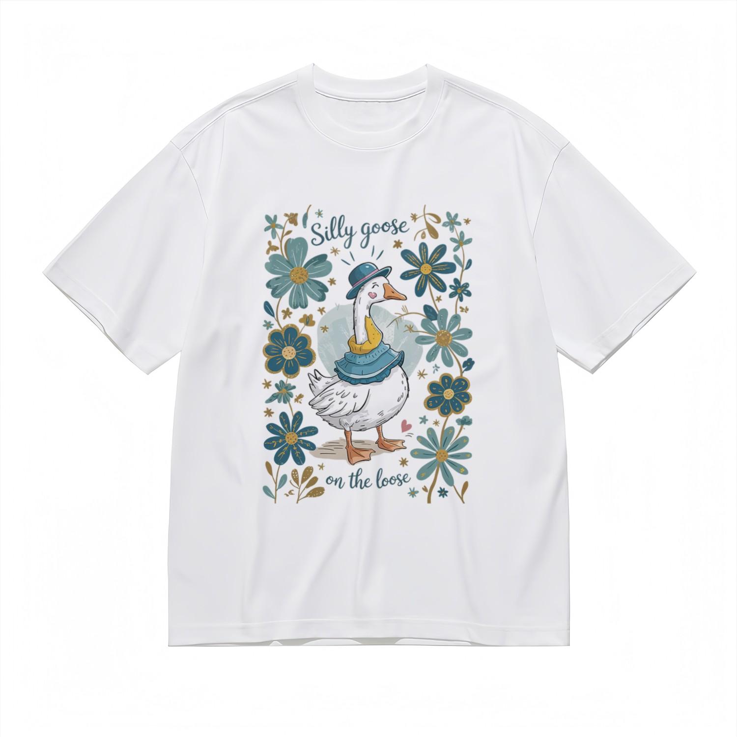 Mens Trend Comfy Classic T-Shirt Whimsical Bird With Floral Pattern Tee XL