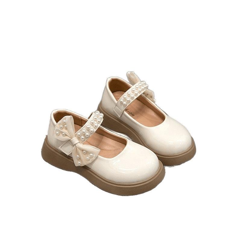 Foreign fashion small leather shoes 2025 spring and autumn new children's pearl princess shoes British style single shoes girls shoes