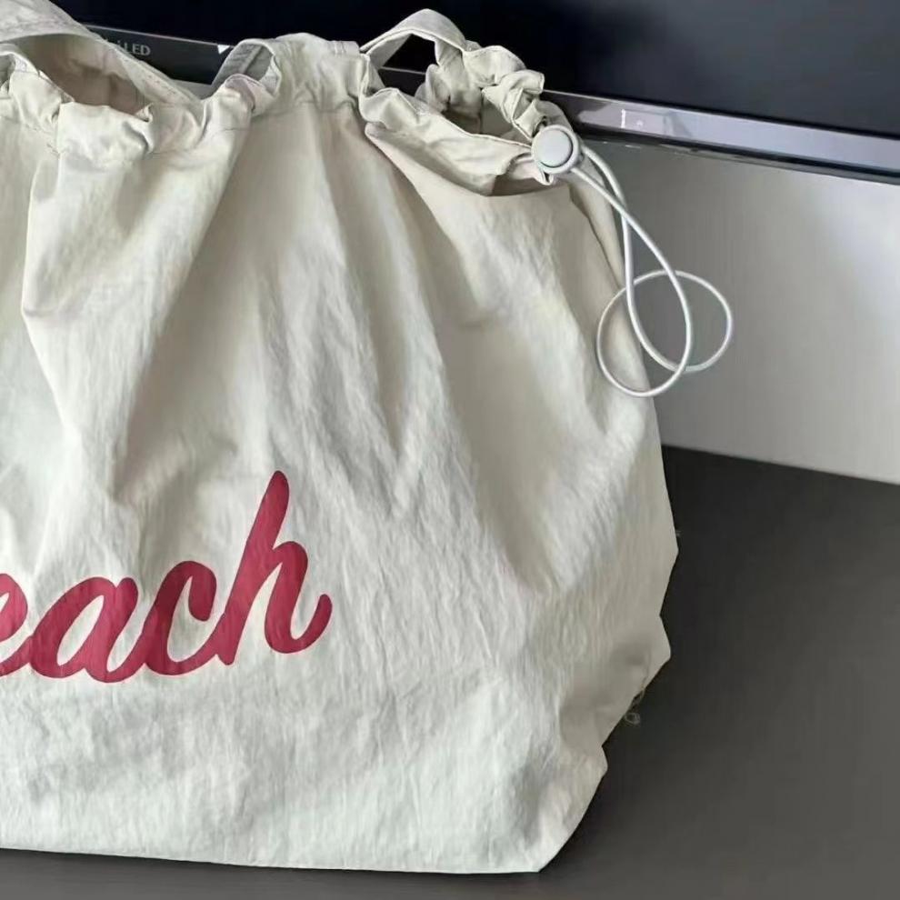 Korean-Style Canvas Tote: 2024 Large-Capacity, Single-Shoulder Drawstring Bag
