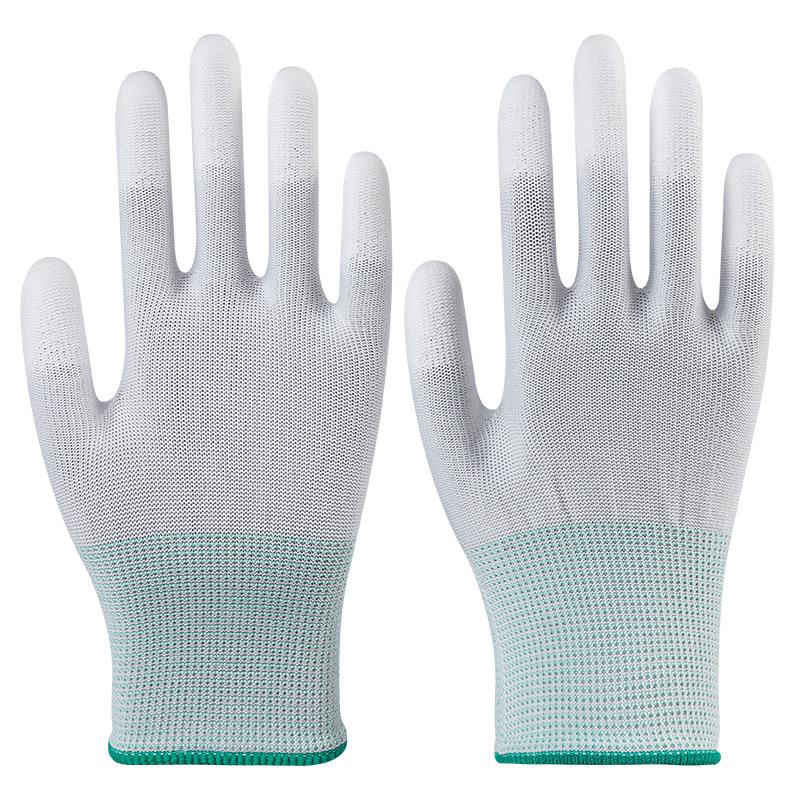 Anti-Static White PU Coated Palm Gloves - Thin Style for Electronics