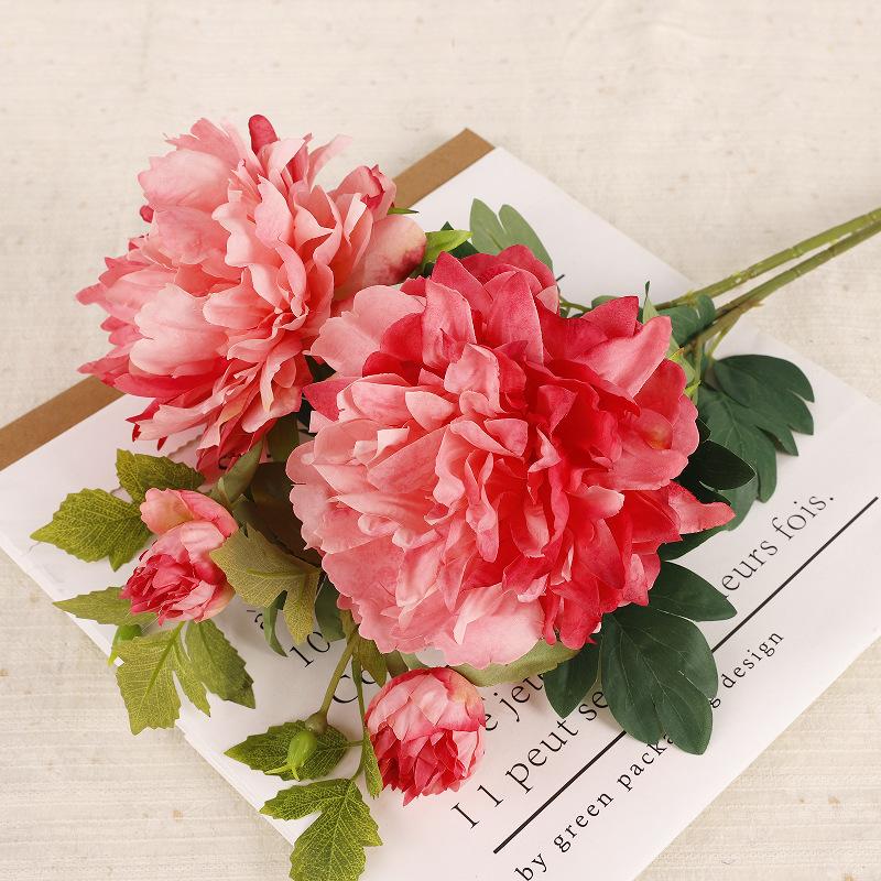 Peony simulation bouquet, indoor home decoration Western rose fake flower Foreign peony