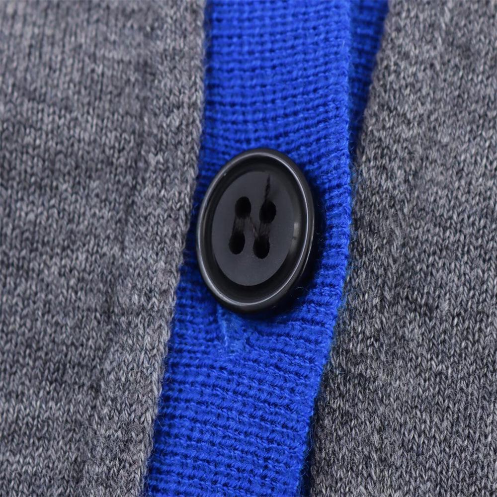 European & American Style Autumn Women's Color Block Patchwork Knit Cardigan Sweater with Round Neck and Single-Breasted Design