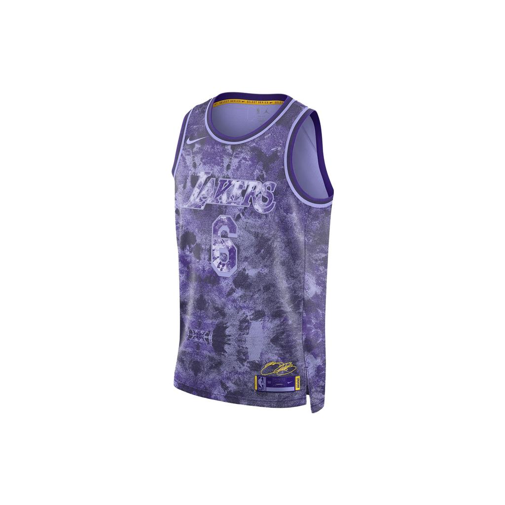 Nike Tie-Dye Basketball Jersey 22-23, Lakers LeBron James #6 Men Tops Purple FD4093-580