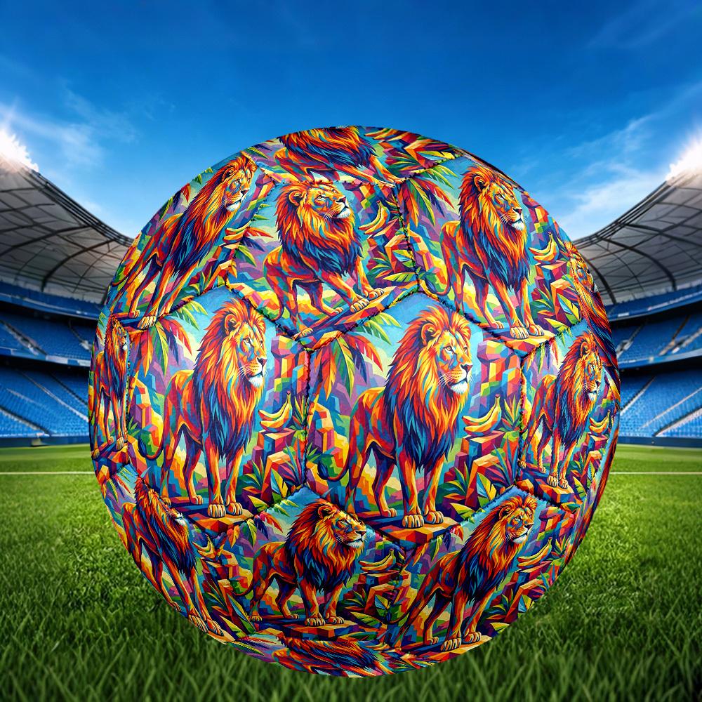 1pc Lion Jungle Theme Soccer Ball Football, Size 5, Lightweight PVC, Outdoor Training Soccer Ball,Sports Gift t61496