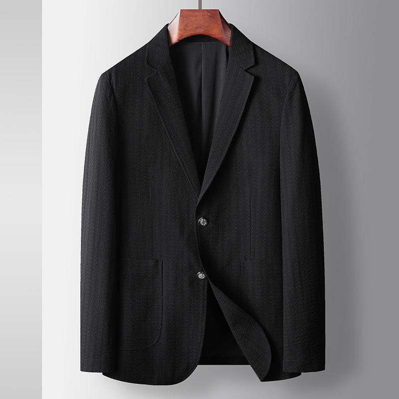Men's Casual Suit Spring and Summer Thin Micro-elastic Single Western Solid Color Light Luxury Business Non-ironing Youth Convenient Jacket