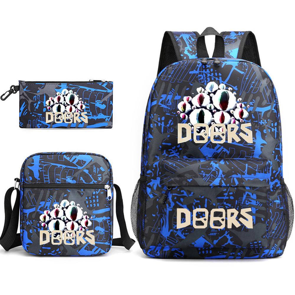 X Three-piece Schoolbag Printed Breathable Practical Backpack Large Capacity Oxford Bag