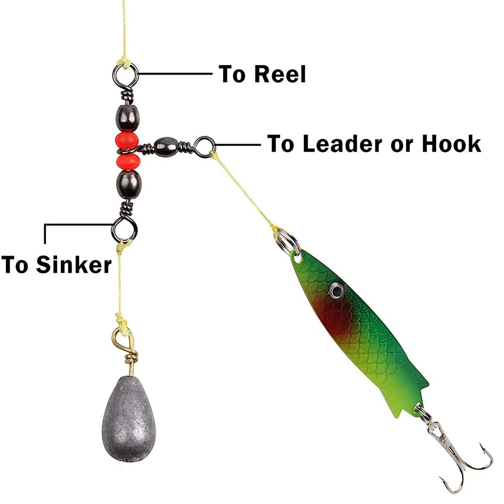 MNFT 20 Stück 11 Größen 3-Wege T-Drehgelenk Barrel Swivel Verbinder Rote Perlen Triple Swivel Kreuzleine Angelzubehör Angelzubehör