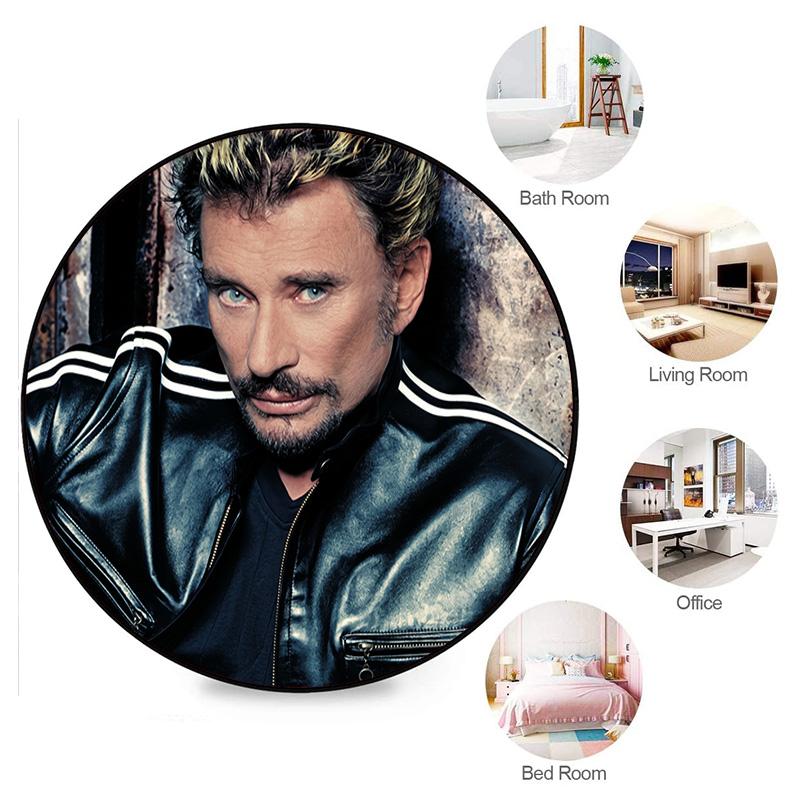 French legendary rock singer and actor Johnny Hallyday Round Carpet Soft Home Decoration Corridor Table and Chair Anti slip Outdoor Floor Mat rug H1
