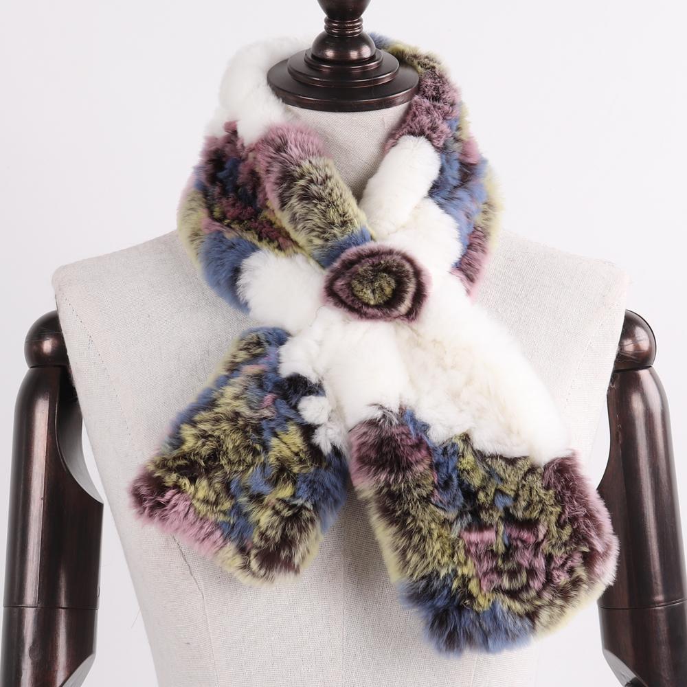 Winter Women Real Rex Rabbit Fur Scarf Natural Warm Soft Rex Rabbit Fur Muffler Lady Genuine Rex Rabbit Fur Scarves