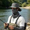 Ice Silk Fishing Hat, Breathable Quick-Drying Fabric Sun Hat with Wide Brim, Detachable Face Guard Adjustable Fit Sun Protection Hat for Outdoor