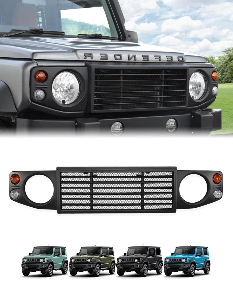 Front Grille for Jimny Sierra Jimny Nomad and Jimny D5 Upgraded Mesh Front Grille Cover with Exterior Matte Black for and 2025 JB74, JB64, JC74,