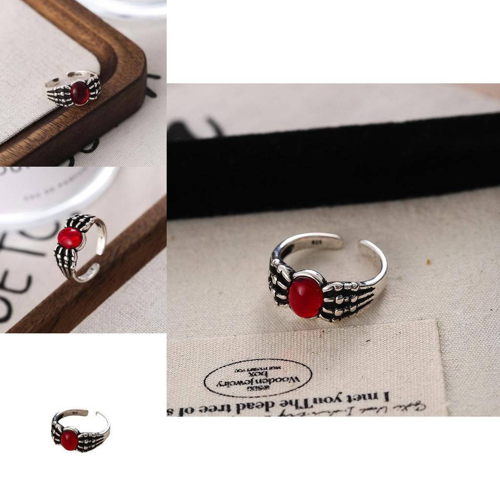 Chic Punk Style Skull Ruby Ring For Women Adjustable Copper Fashion Statement