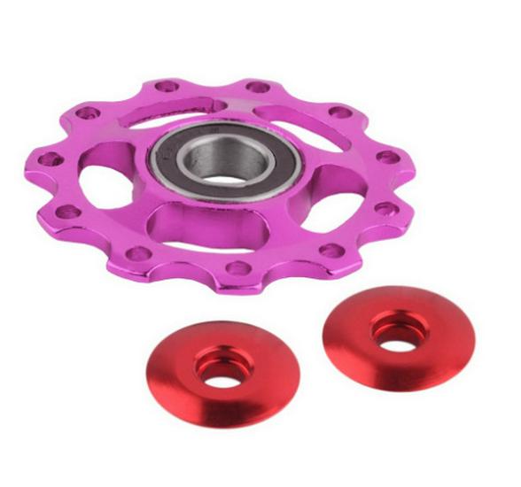 

Горный велосипед CNC Анодированный Направляющий ролик заднего переключателя - 11 зубьев Подшипниковый Маховик With Holes фиолетовый