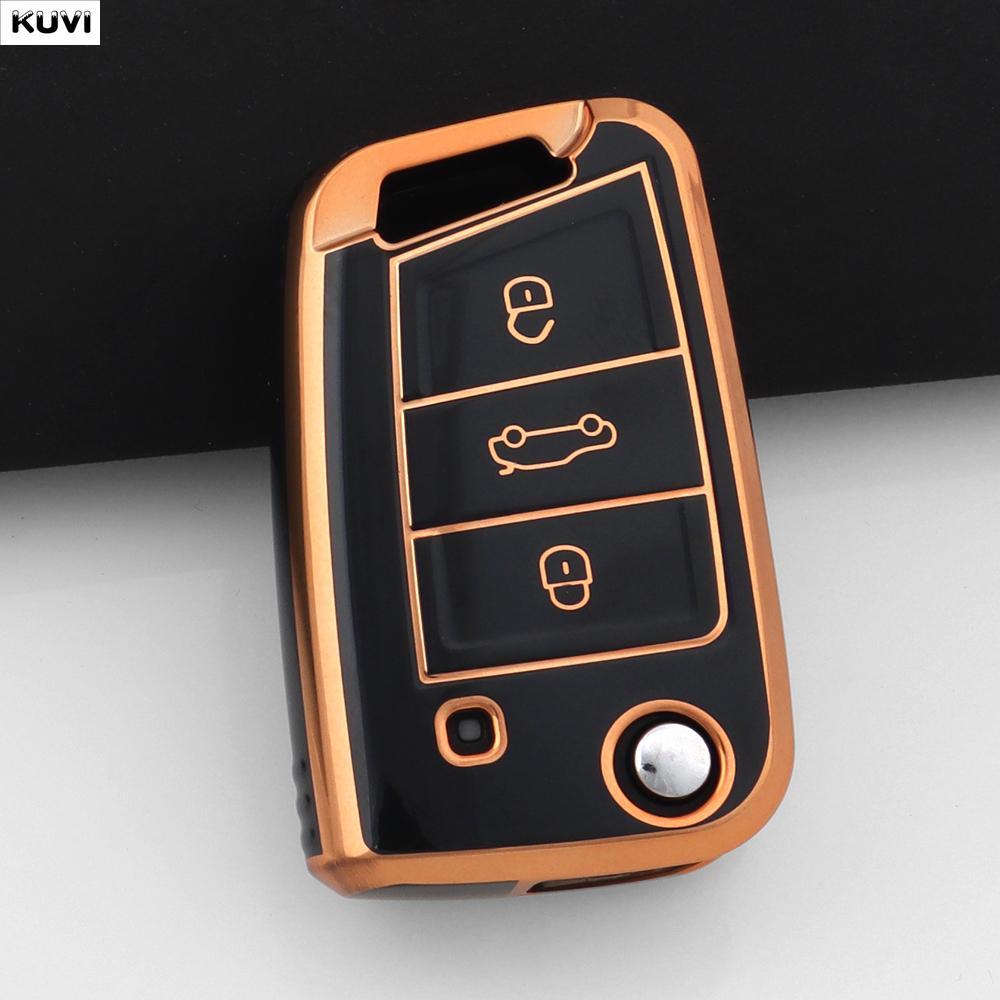 Tpu 3 4 Buttons Car Flip Key Case Cover For Vw Volkswagen Golf 7 Mk7 Tiguan Mk2 For Seat Ateca Leon Fr 2 Ibiza For Skoda Octavia