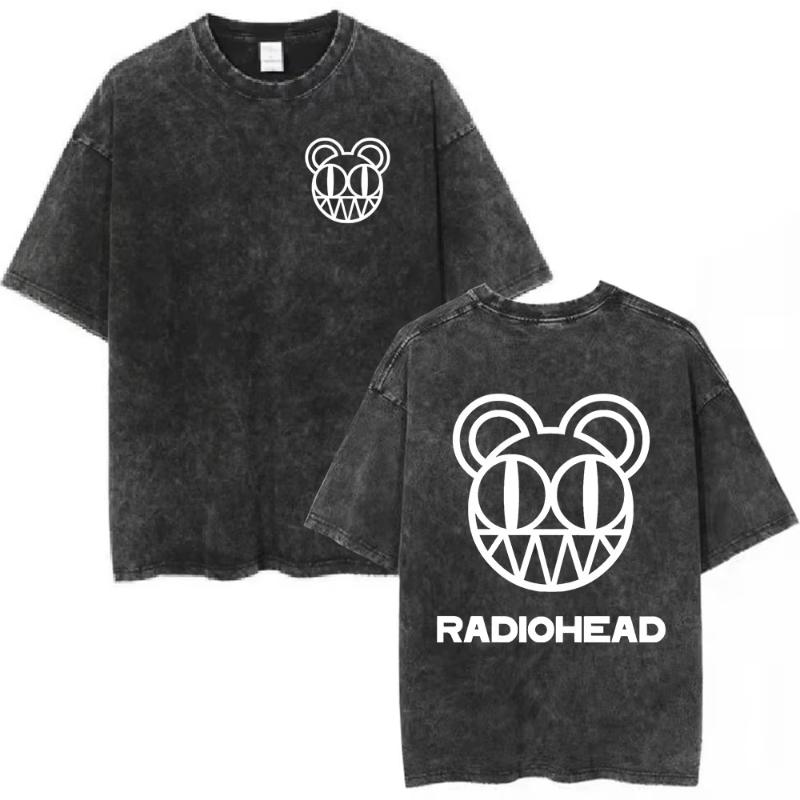 Rock Band Radiohead The Bends Vintage Washed Tshirt Unisex Women Fashion Hip Hop T Shirts Casual Tshirts Streetwear