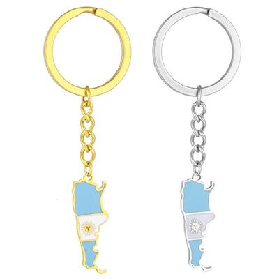 Argentina Border Line Map Flag Keychain Charm Pendant Keyring for Women Men