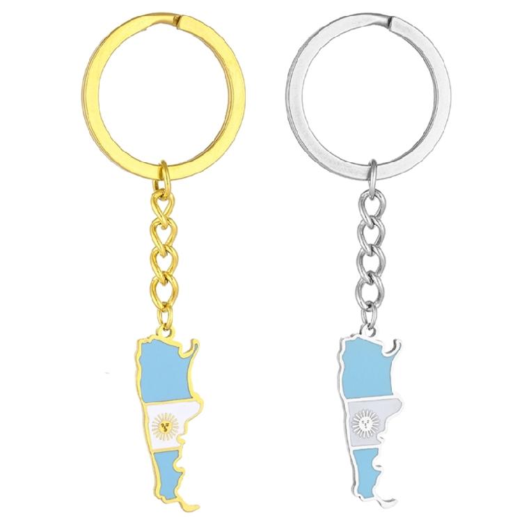 Argentina Border Line Map Flag Keychain Charm Pendant Keyring for Women Men