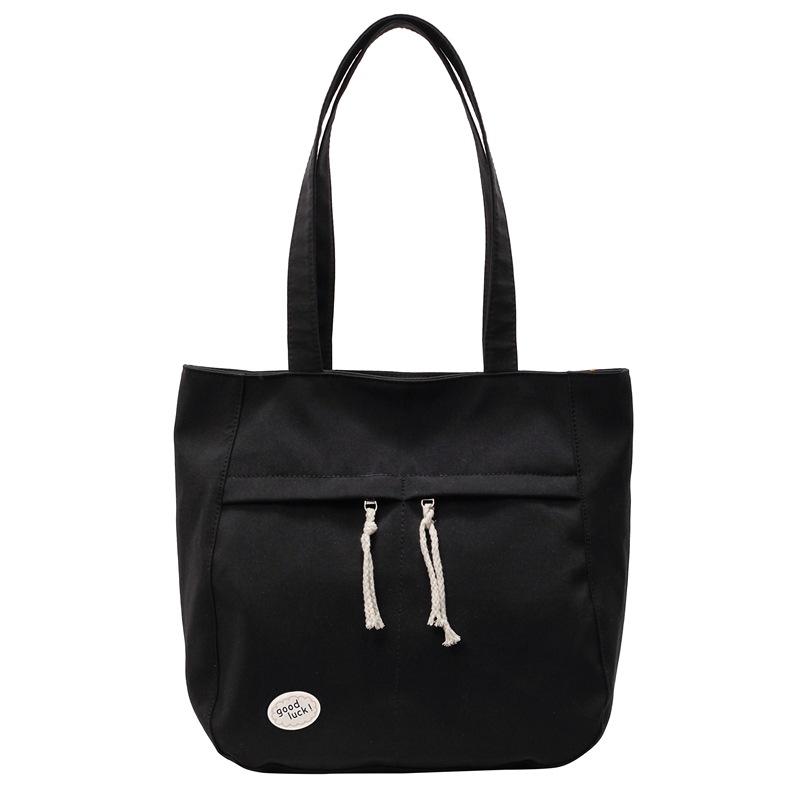 

A High-end, Large-capacity, New Solid-color Handbag for Students To Carry To School and Work чёрный