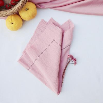 High-end Organic Square Cotton Napkins Sewing Edge Hemstitch French Style Eco-Friendly Reusable Machine Washable Customizable