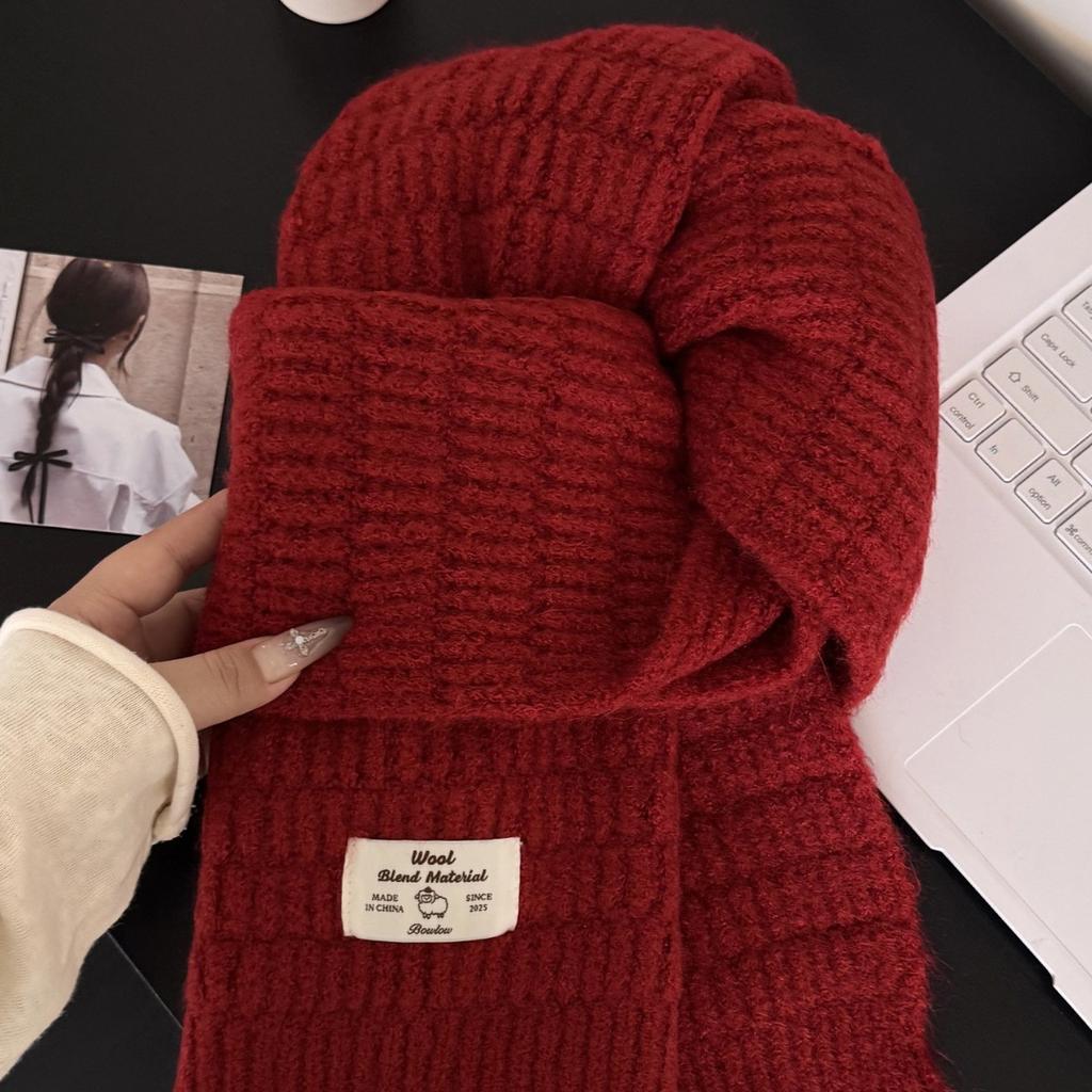 Korean Autumn and Winter New High Quality Wool Blended Knitted Scarf for Women Warm and Versatile Couple Atmosphere Scarf